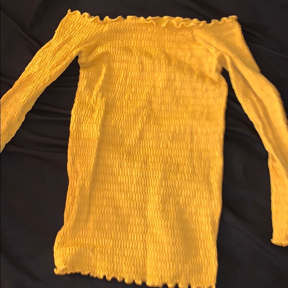 Yellow off the shoulder shirt